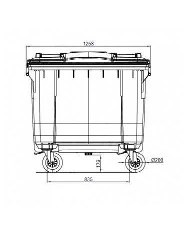 Conteneur - Poubelle à déchets ESE - 4 roues - 660L gris + Couvercle marron