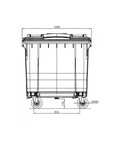 Conteneur - Poubelle à déchets ESE - 4 roues - 770L gris + Couvercle marron