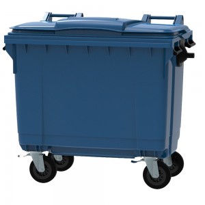 Conteneur - Poubelle à déchets ESE - 4 roues - 660L Bleu + Couvercle bleu