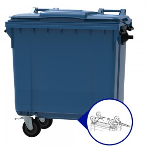 Conteneur - Poubelle à déchets ESE - 4 roues - 770L Bleu + Timon d'attelage