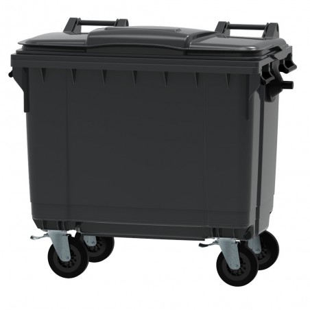 Conteneur - Poubelle à déchets ESE - 4 roues - 660L gris + Couvercle gris