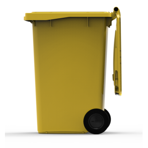 DENOX Poubelle conteneur roulante 65 litres plastique couvercle ouvert  jaune - Cdiscount Maison