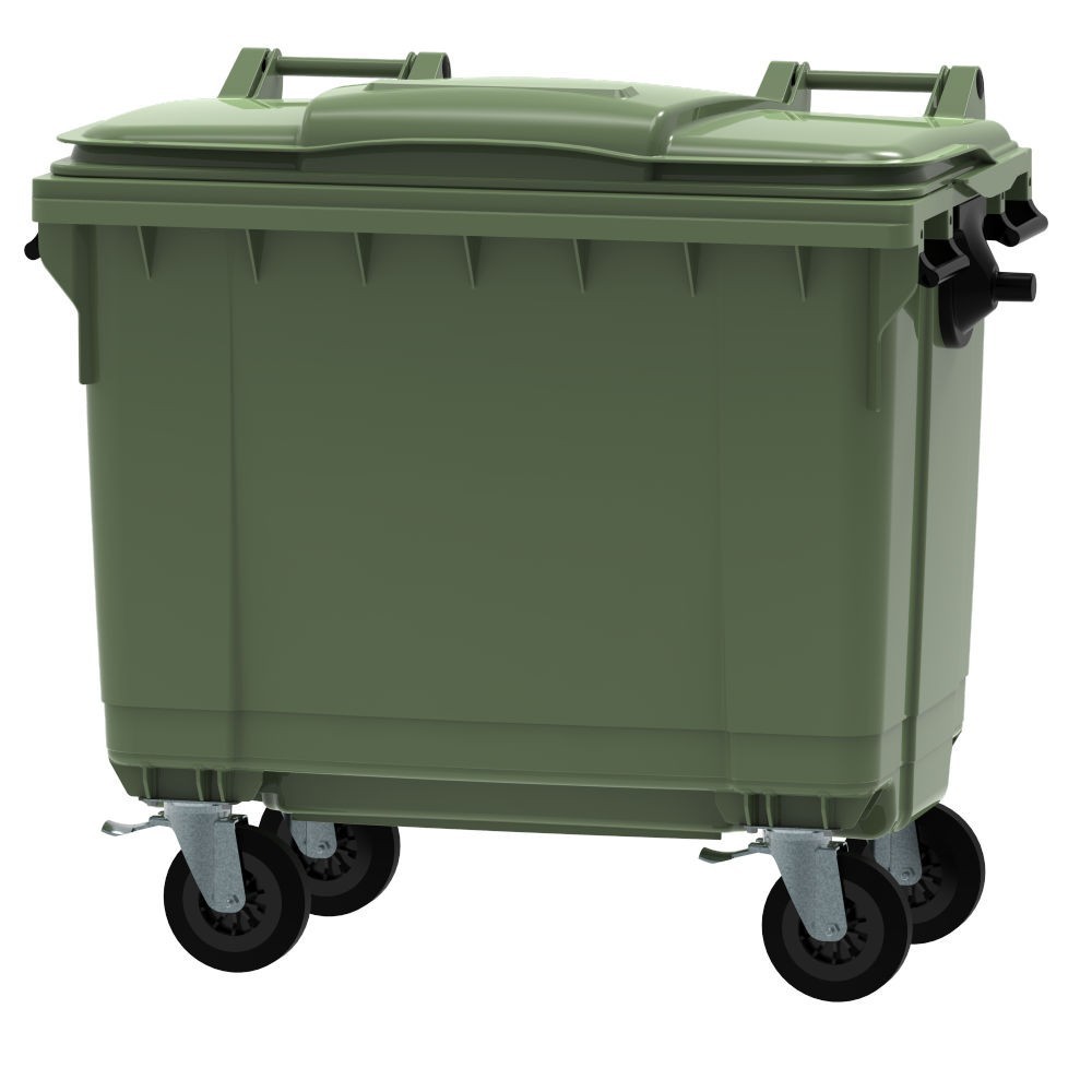 Conteneur poubelle 360 litres TVF 145 kg gris et vert 1090 x 850 x