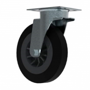 Roue simple AVEC frein - Diam. 200mm - pour Conteneurs 4 roues