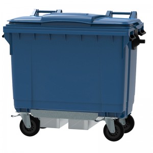 Conteneur - Poubelle à déchets ESE - 4 roues - 660L Bleu + Passage de fourches